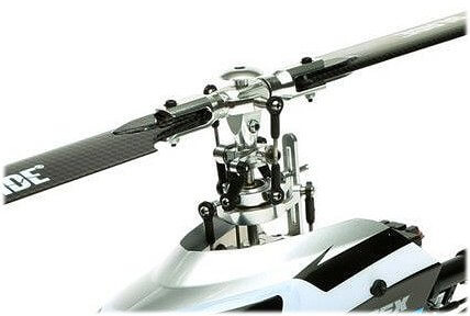 A modern flybarless rc helicopter rotor head
