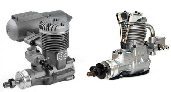 Two and four stroke RC model airplane engines