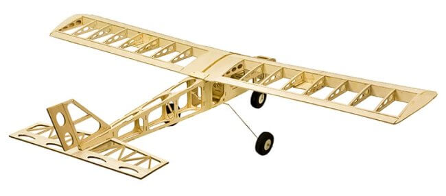 A laser cut balsa model airplane kit