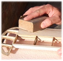 Sanding a completed wing